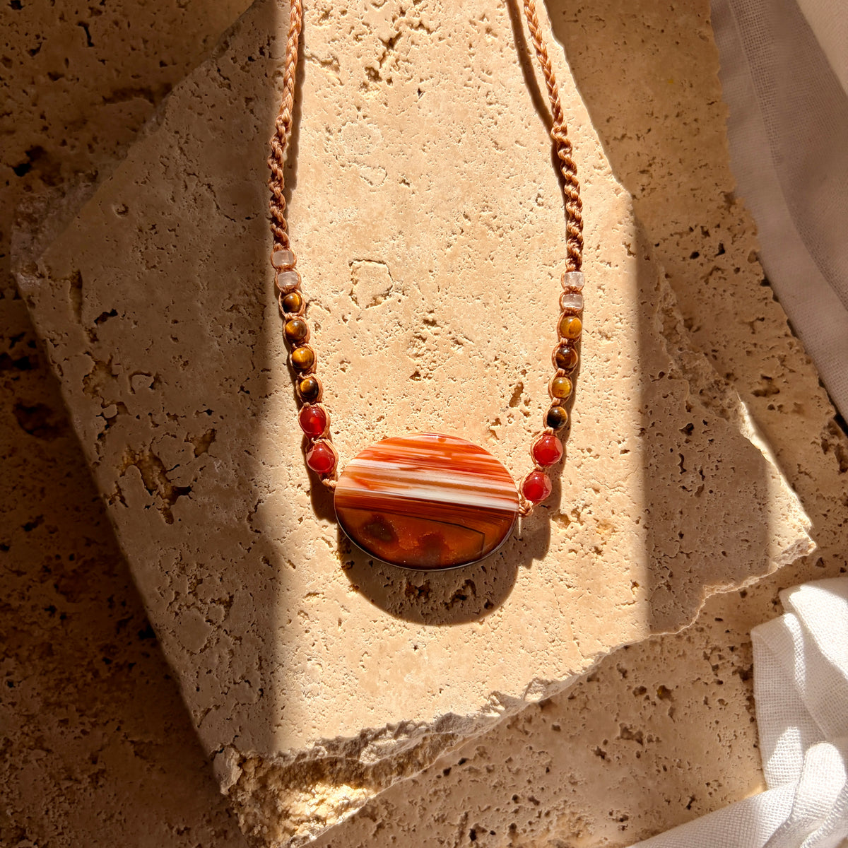 Red Agate Macrame necklace