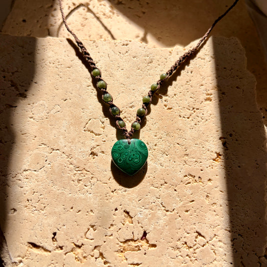 Malachite heart necklace