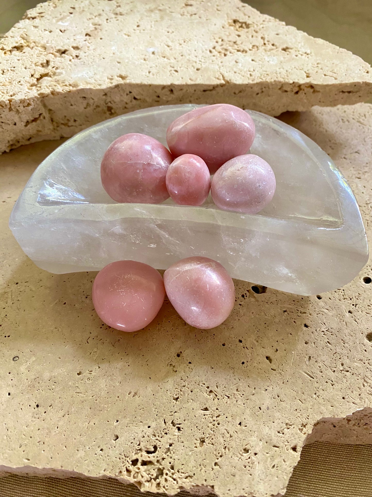 Pink opal tumbles