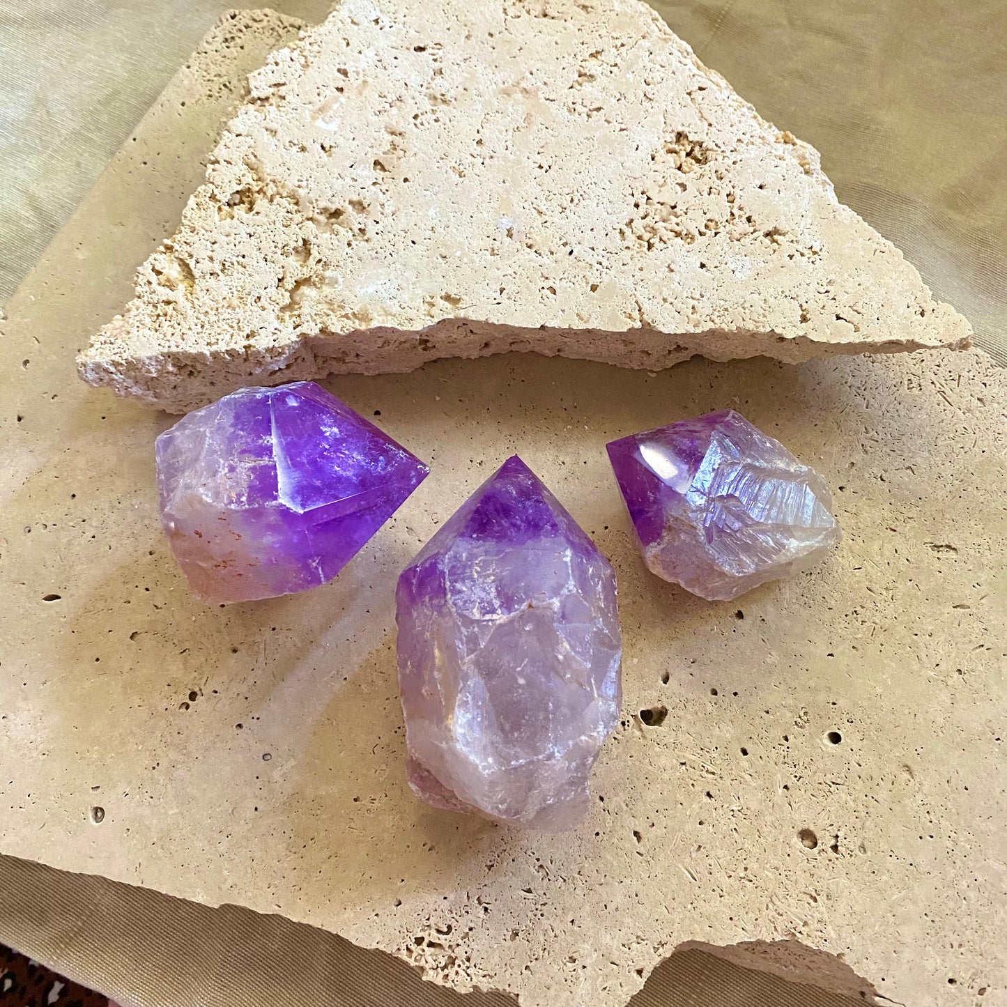 Amethyst half polished Points