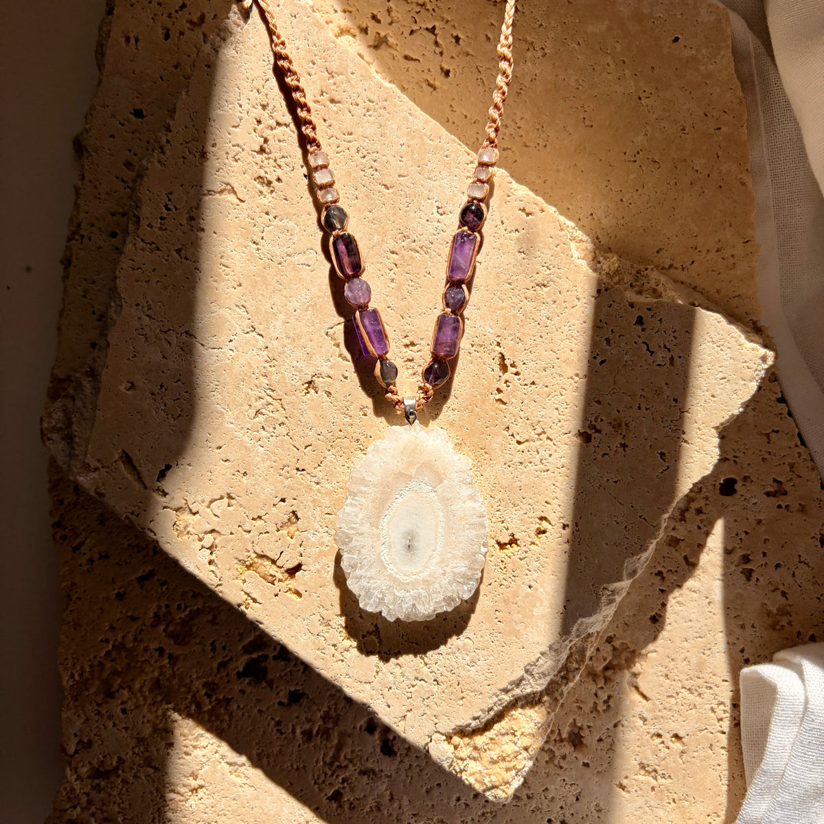 Druzy Quartz Macrame Necklace