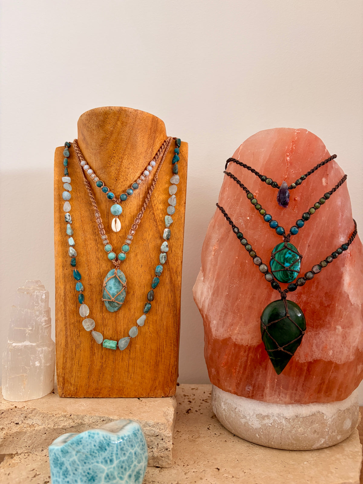 Larimar macrame necklace