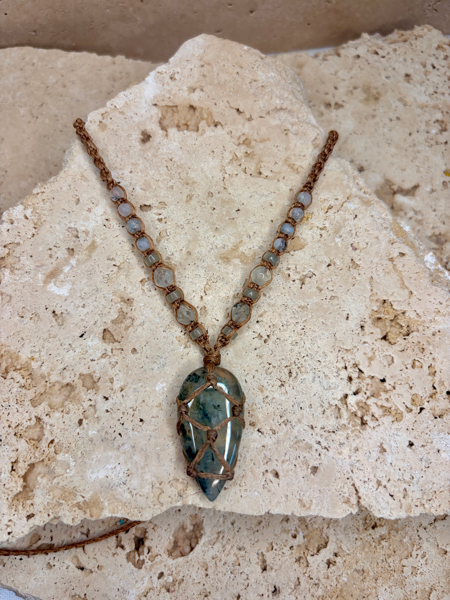 Prehnite teardrop necklace