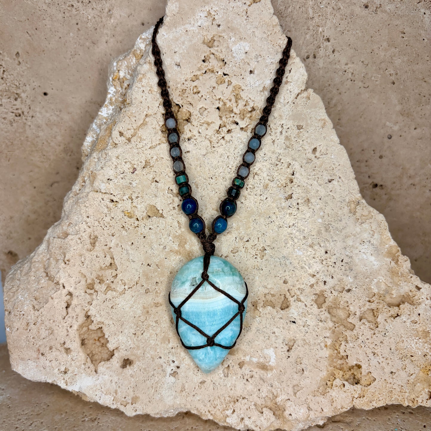 Caribbean Calcite Macrame Necklace