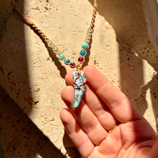 Paua Shell macrame necklace