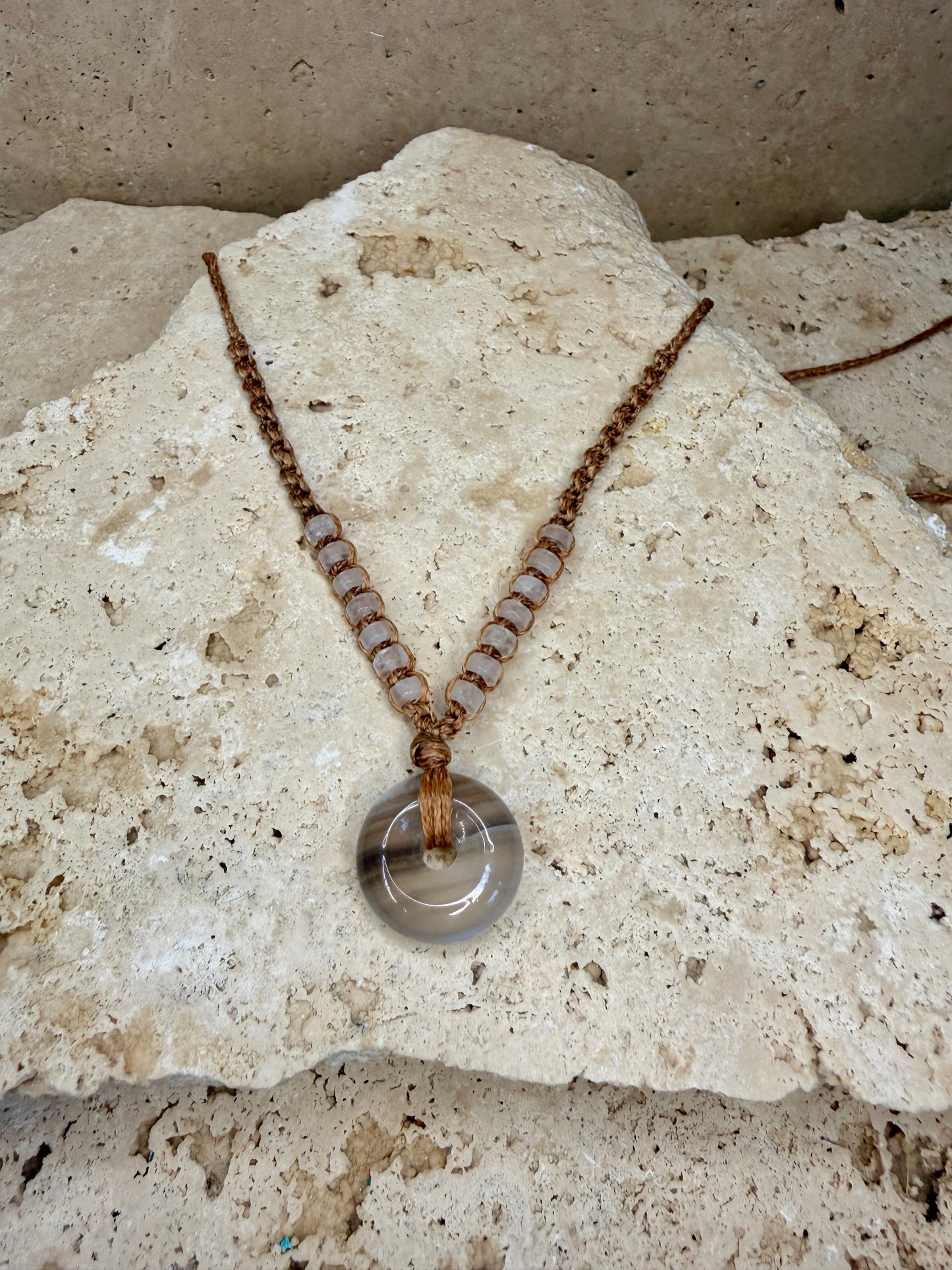 Banded Agate donut necklace