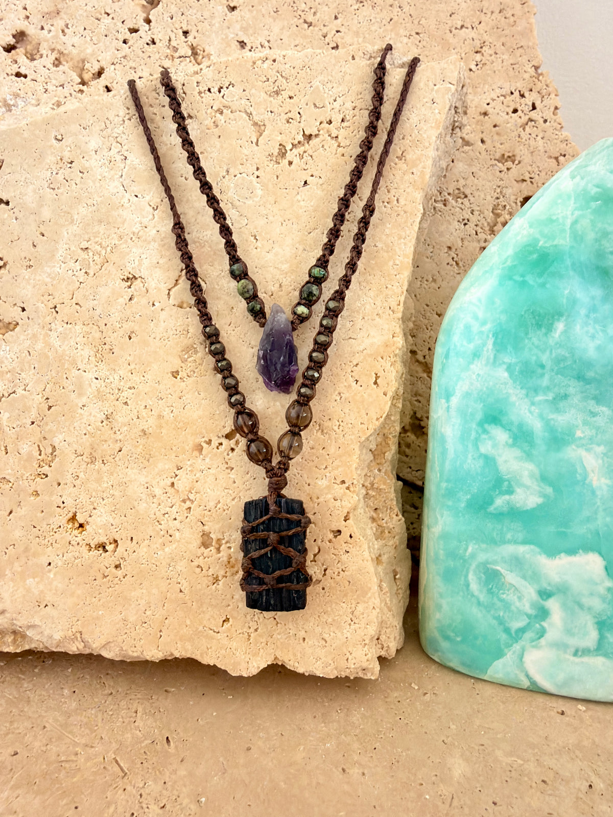Black Tourmaline macrame necklace