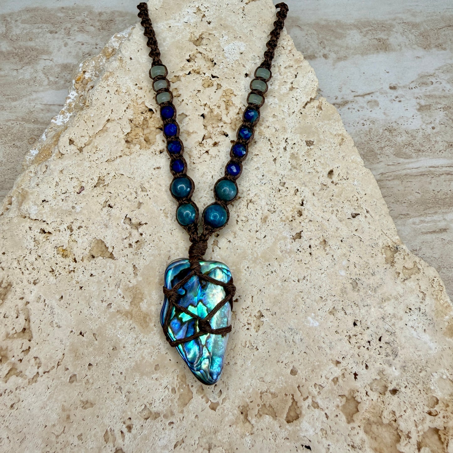 Paua Shell Macrame Necklace