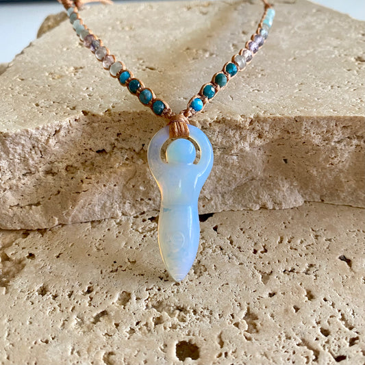 Opalite Goddess Body Macrame Necklace