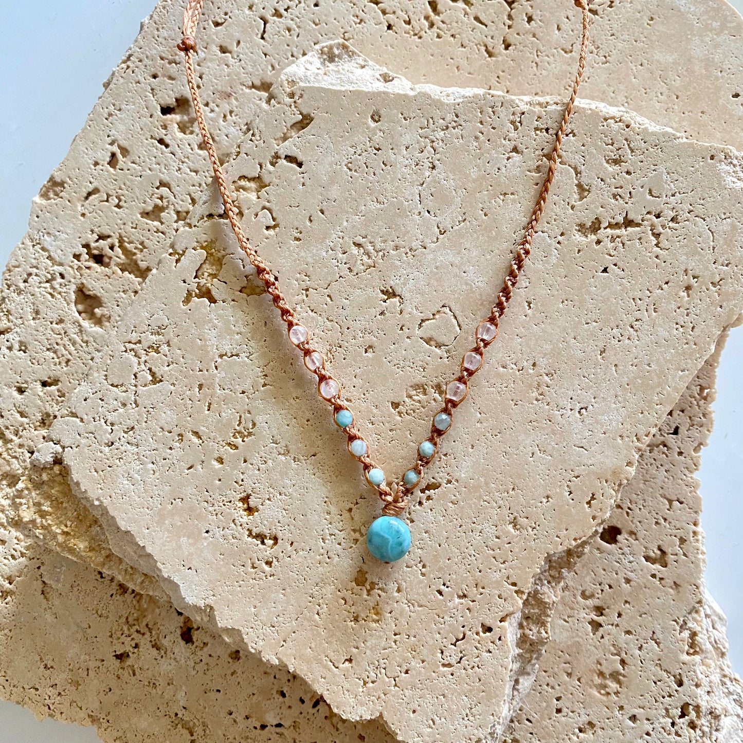 Larimar macrame necklace