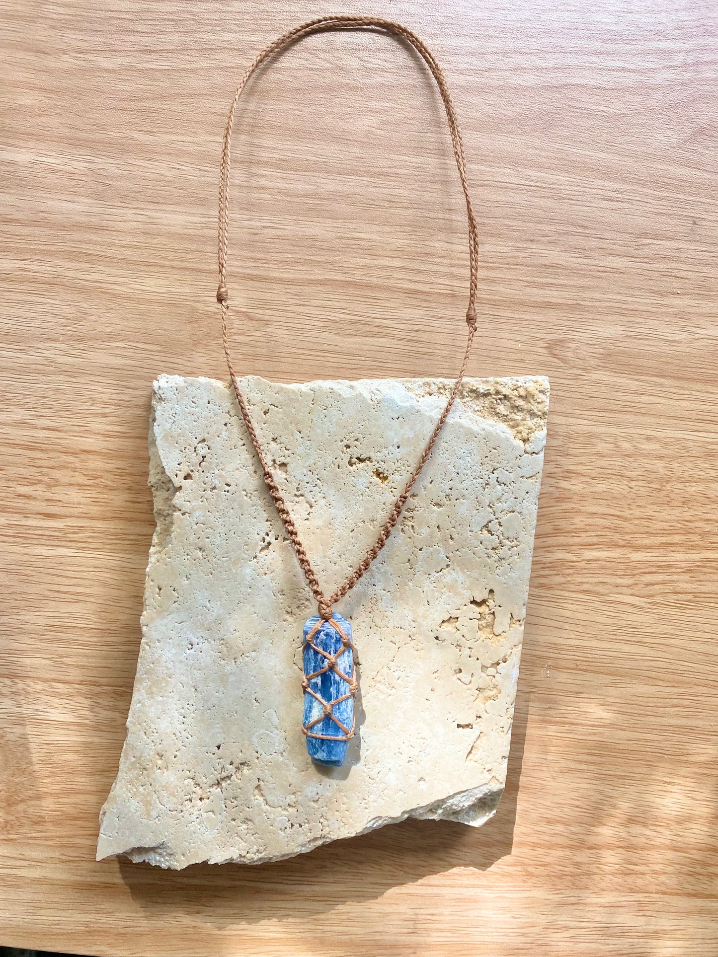 Kyanite macrame necklace
