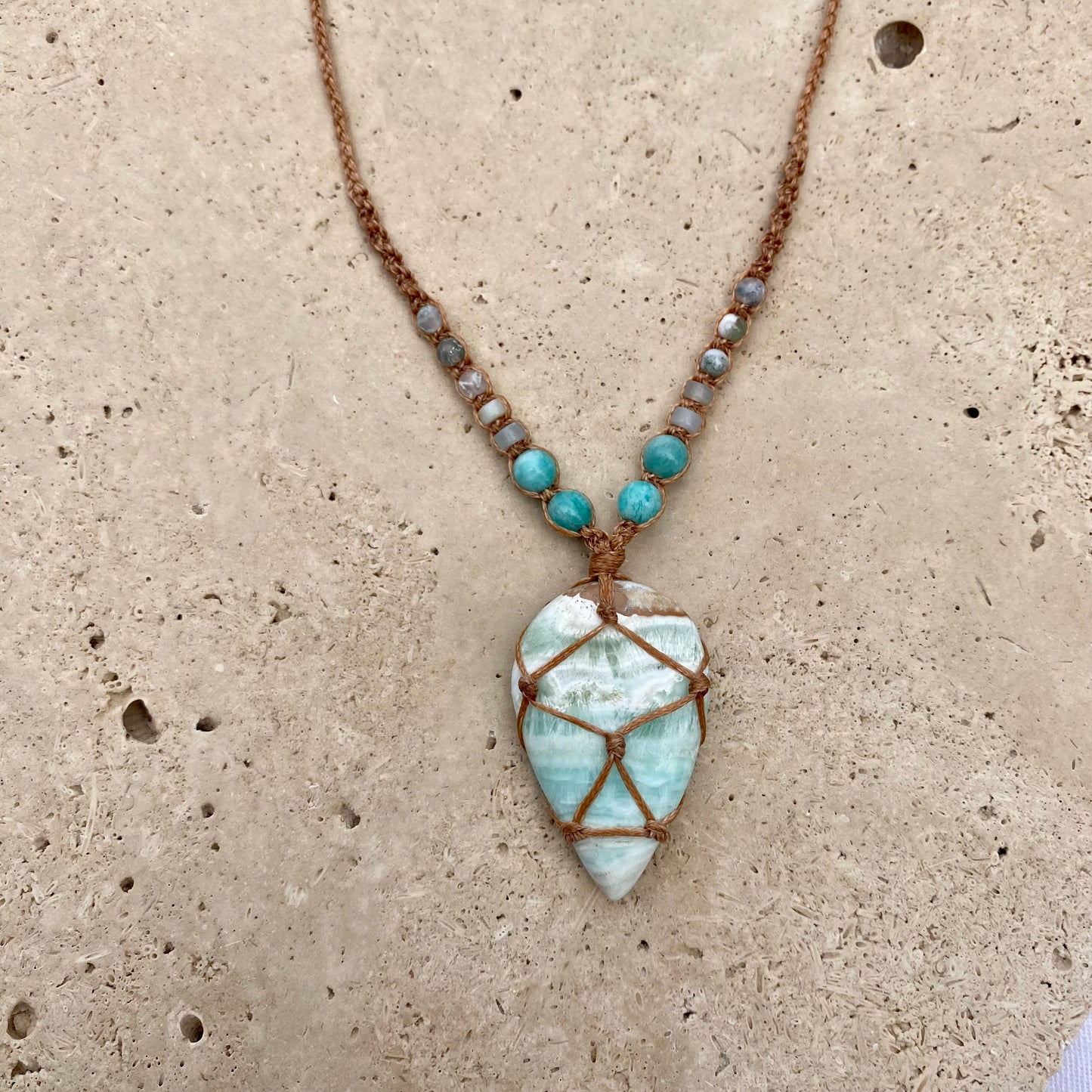 Caribbean Calcite Macrame Necklace