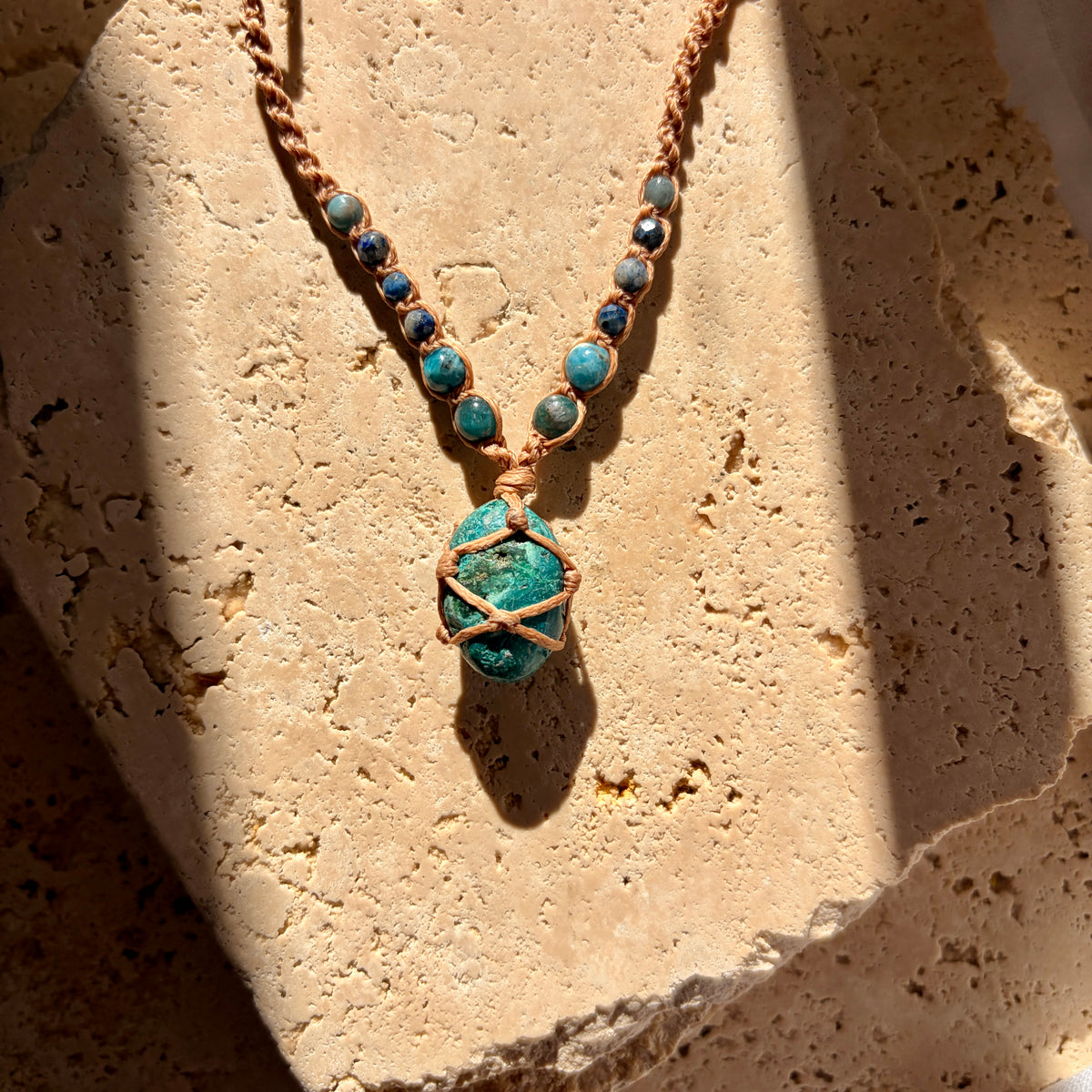 Turquoise macrame necklace