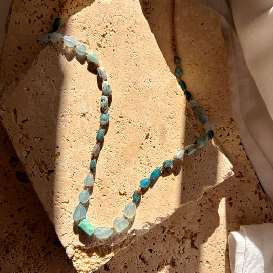 Ocean energy macrame beaded necklace