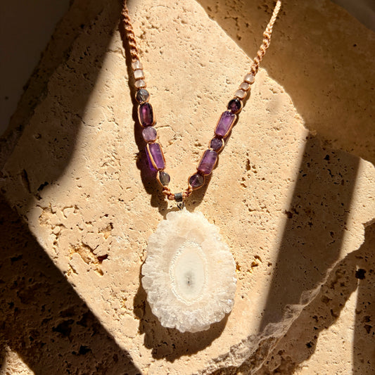 Druzy Quartz Macrame Necklace