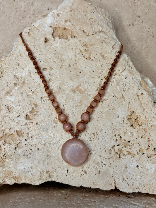 Peach Moonstone circle necklace