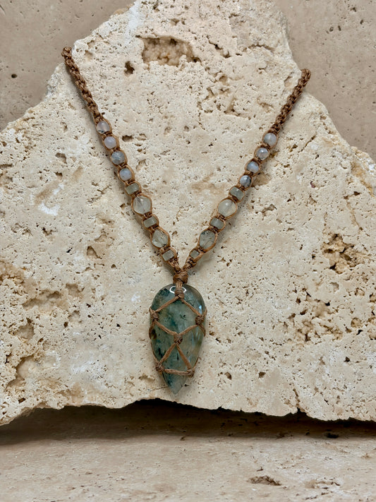 Prehnite teardrop necklace