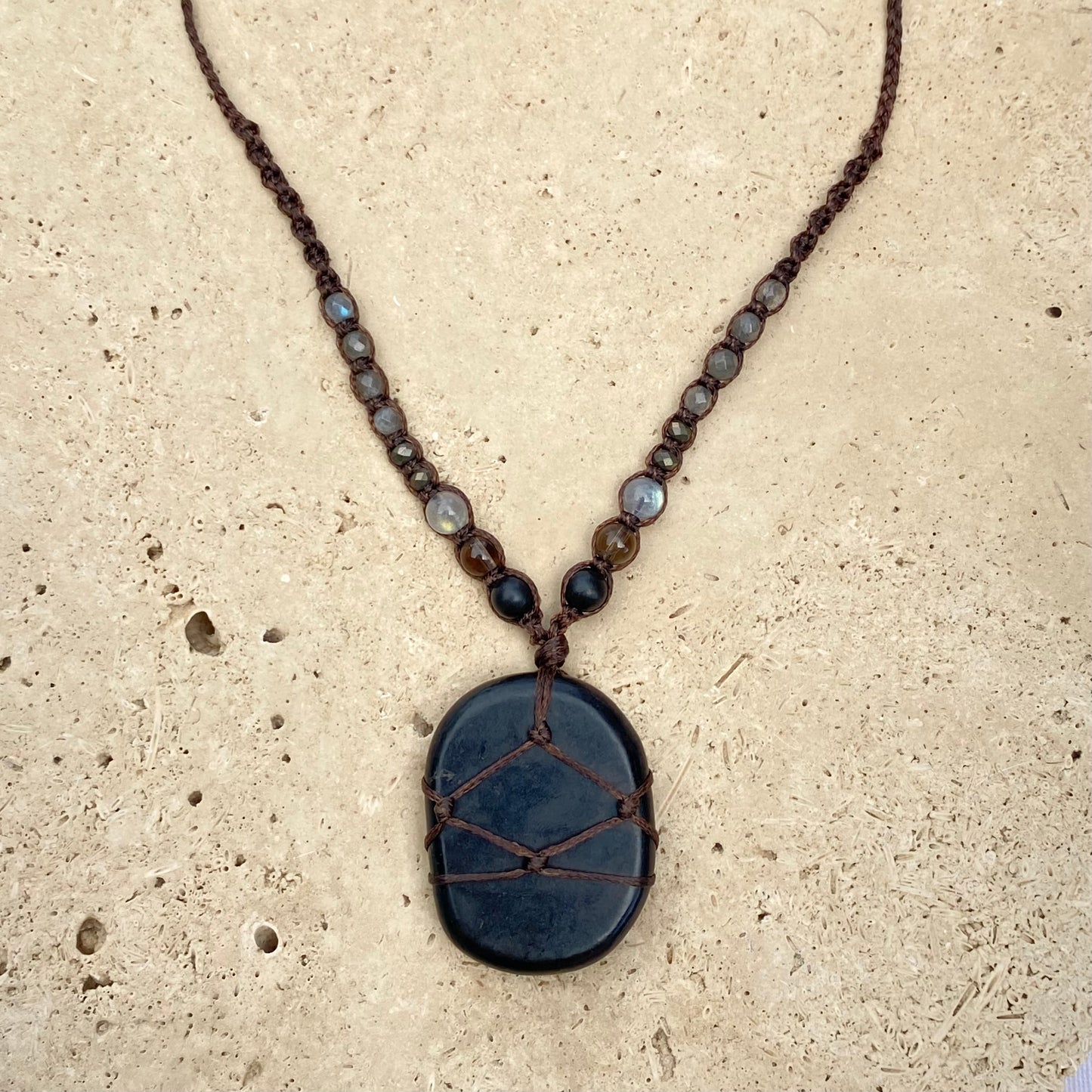 Shungite macrame necklace