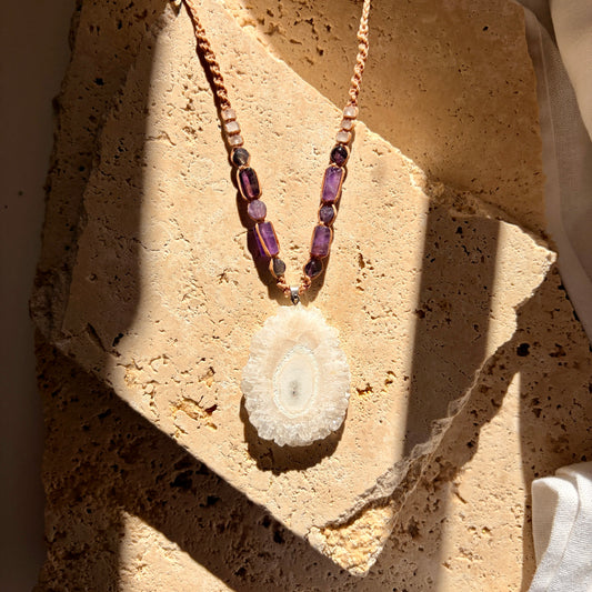 Druzy Quartz Macrame Necklace