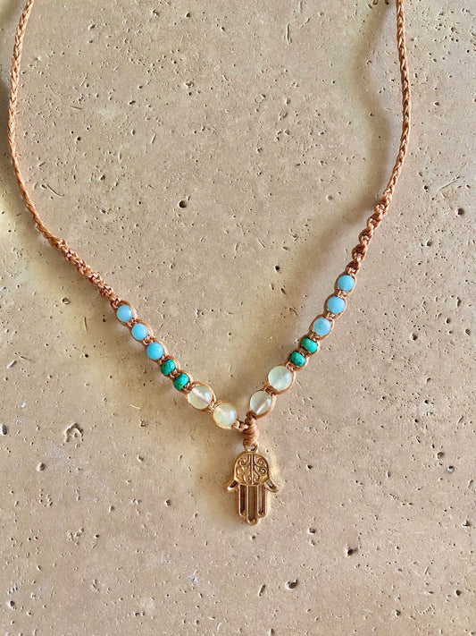 Hamsa Macrame necklace