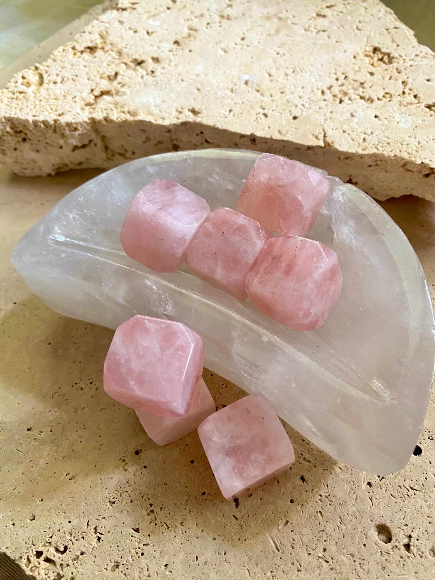 Rose quartz Dice