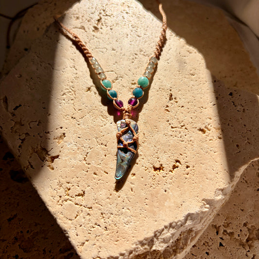 Paua Shell macrame necklace