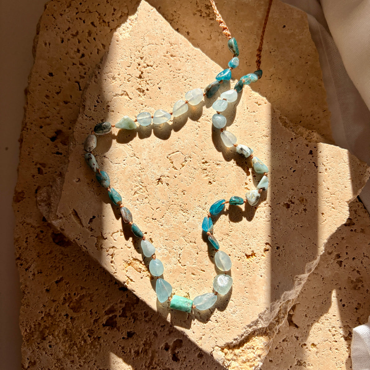 Ocean energy macrame beaded necklace
