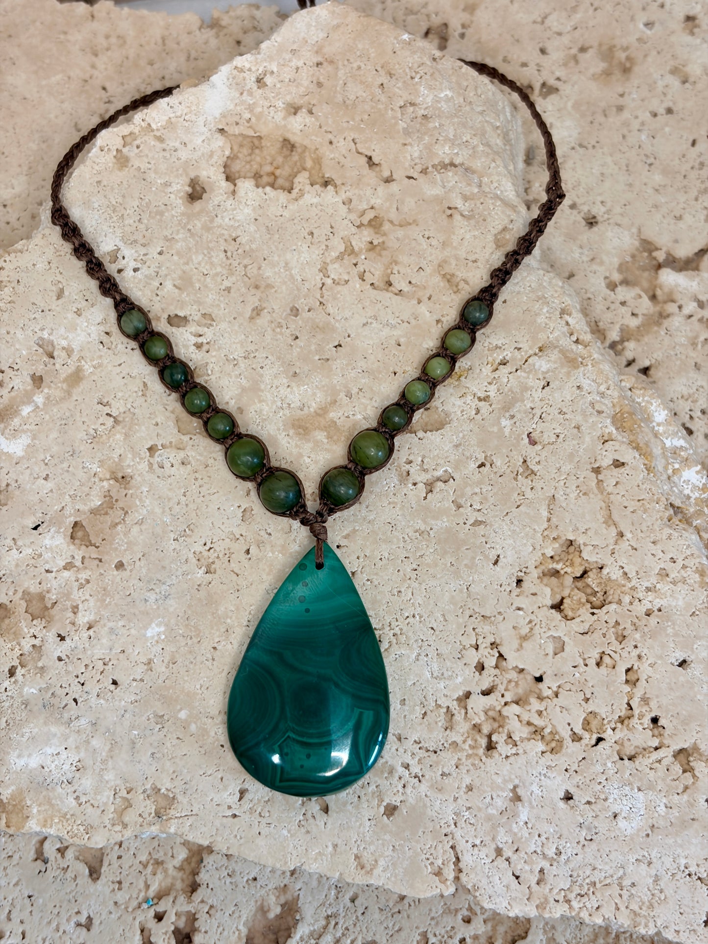 Malachite teardrop necklace
