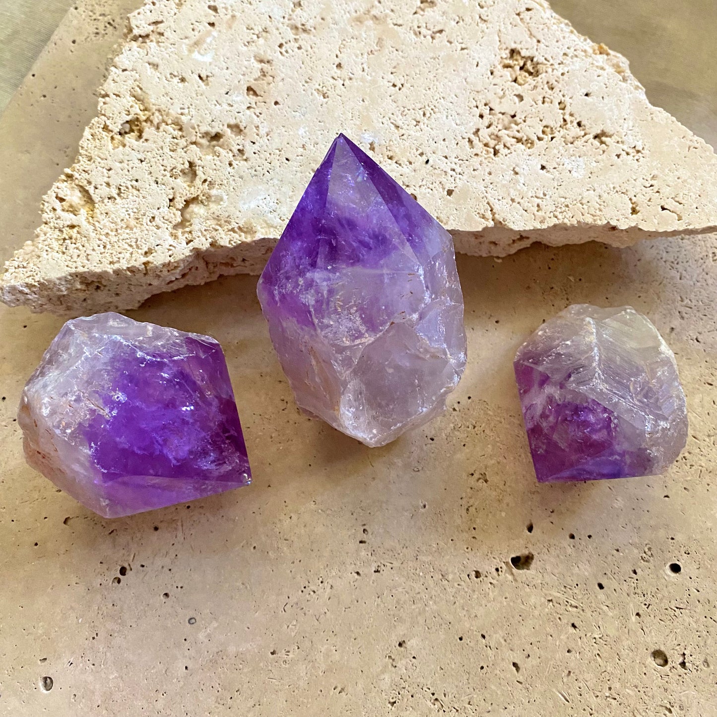 Amethyst half polished Points