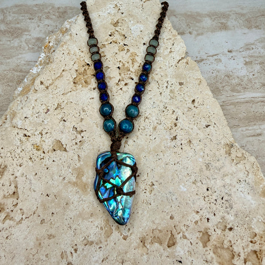 Paua Shell Macrame Necklace