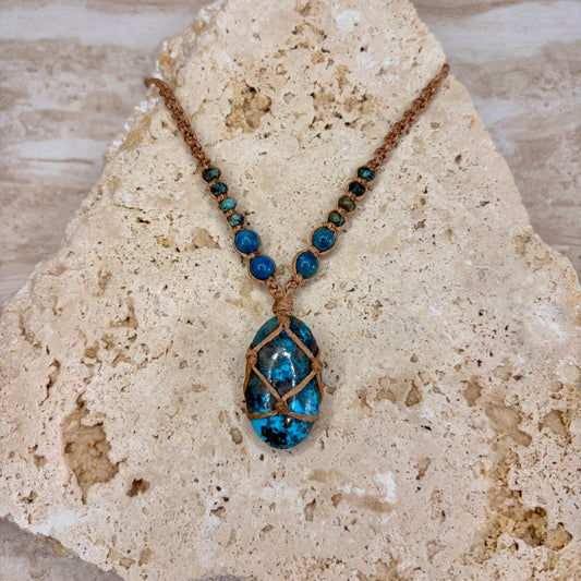 Persian Turquoise Macrame Necklace