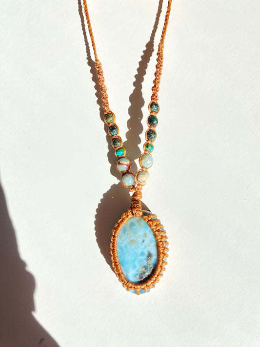 Larimar Macrame Necklace