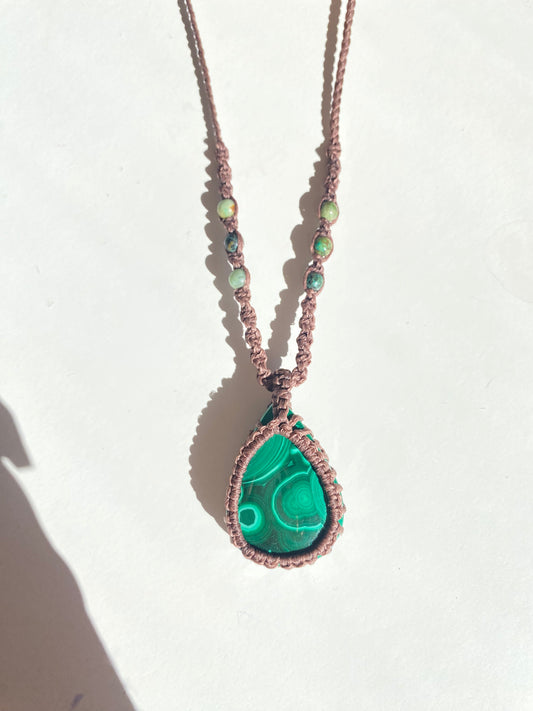Malachite Macrame Necklace