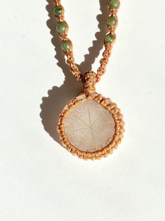 Vegvisir Clear Quartz Macrame Necklace