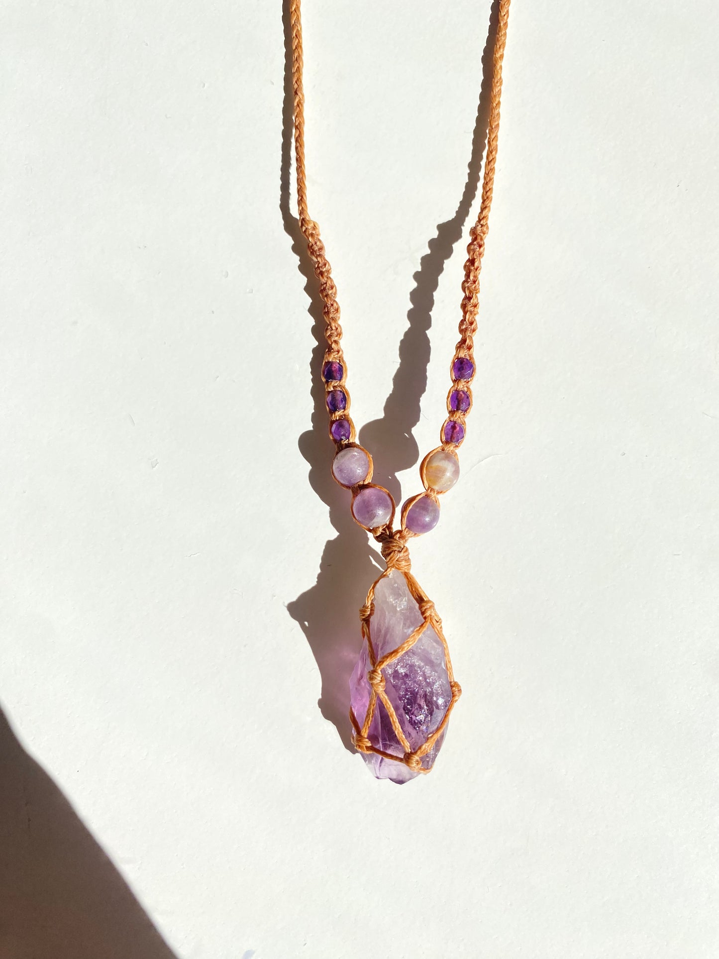 Amethyst macrame necklace