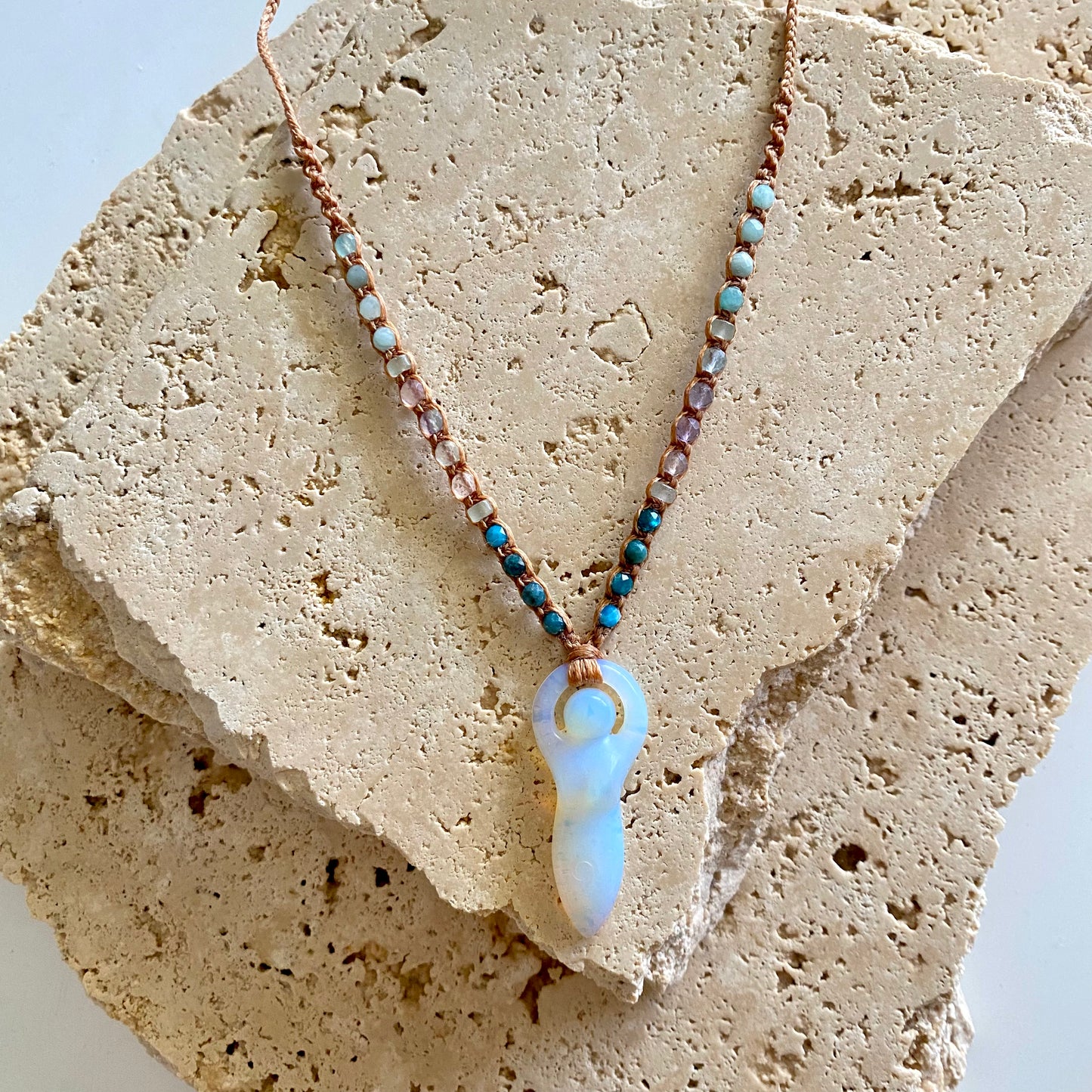 Opalite Goddess Body Macrame Necklace
