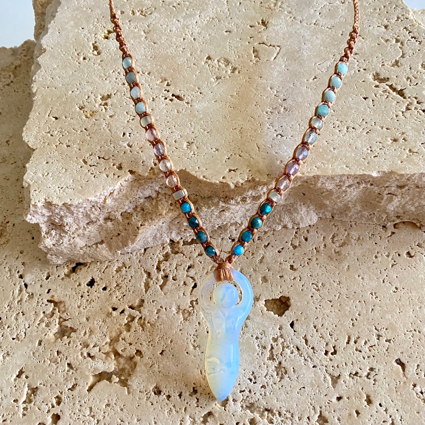 Opalite Goddess Body Macrame Necklace