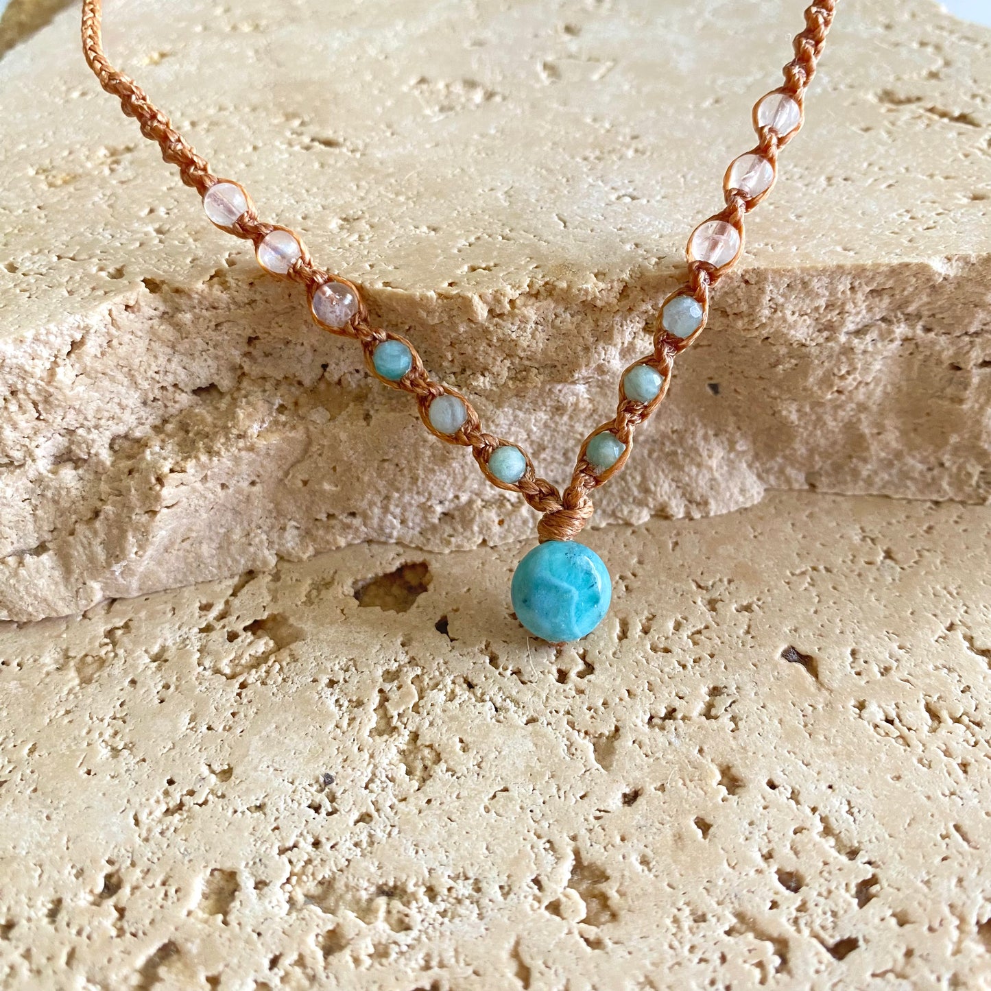 Larimar Macrame Necklace