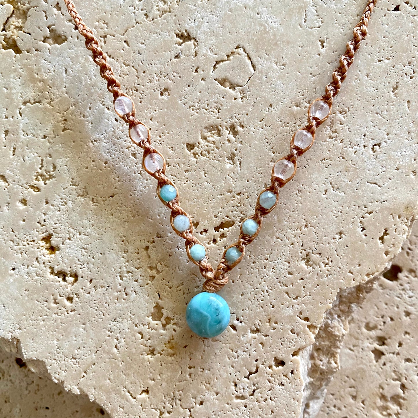 Larimar Macrame Necklace