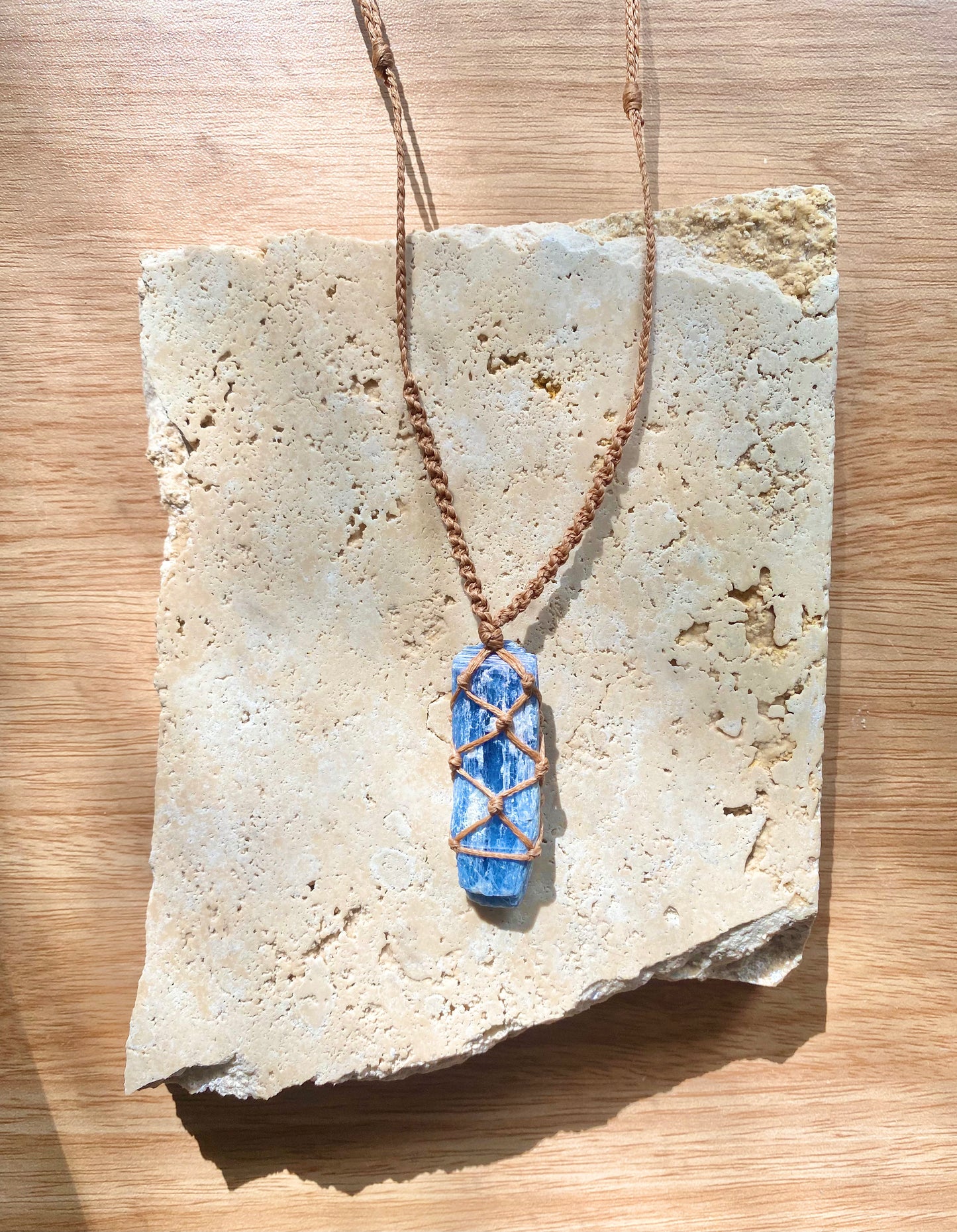 Kyanite macrame necklace