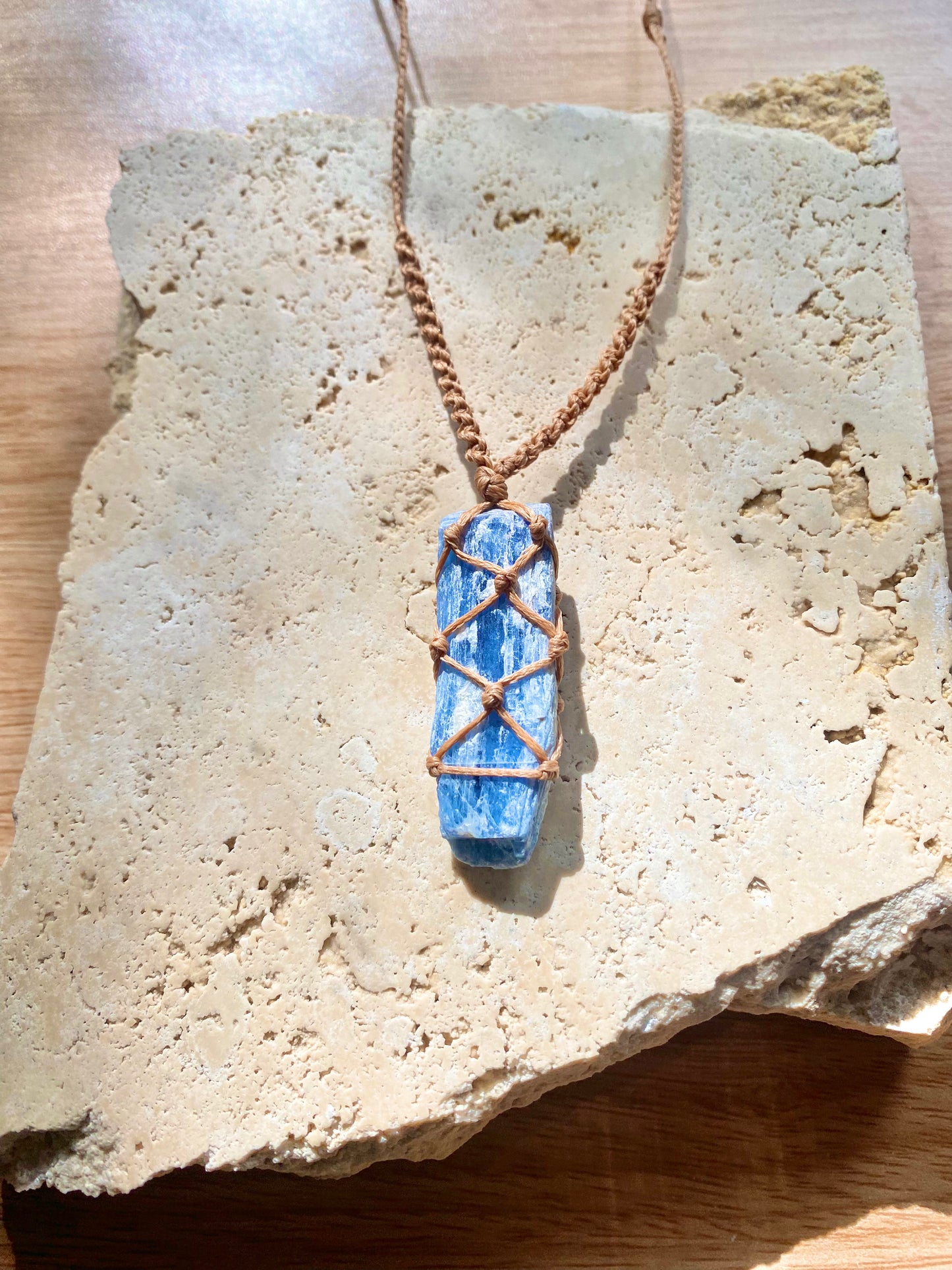 Kyanite macrame necklace